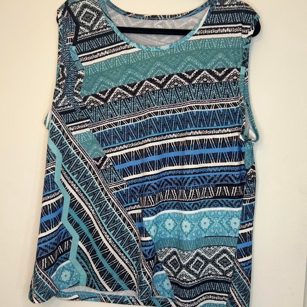 Princess Cruises teal black sleeveless blouse womens XXL